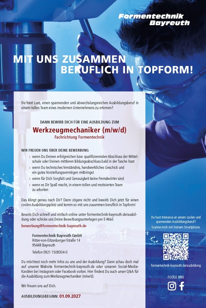 Ausbildungsanzeige für eine Ausbildung als Werkzeugmechaniker